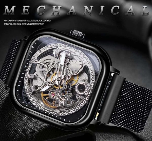 FORSINING Automatic Mechanical Skeleton Transparent Wrist Watch - Image 4